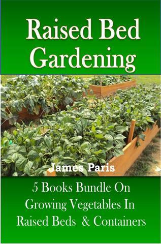 5 book bundle on Raised Bed Gardening for vegetables with a cover image showing timber raised beds.