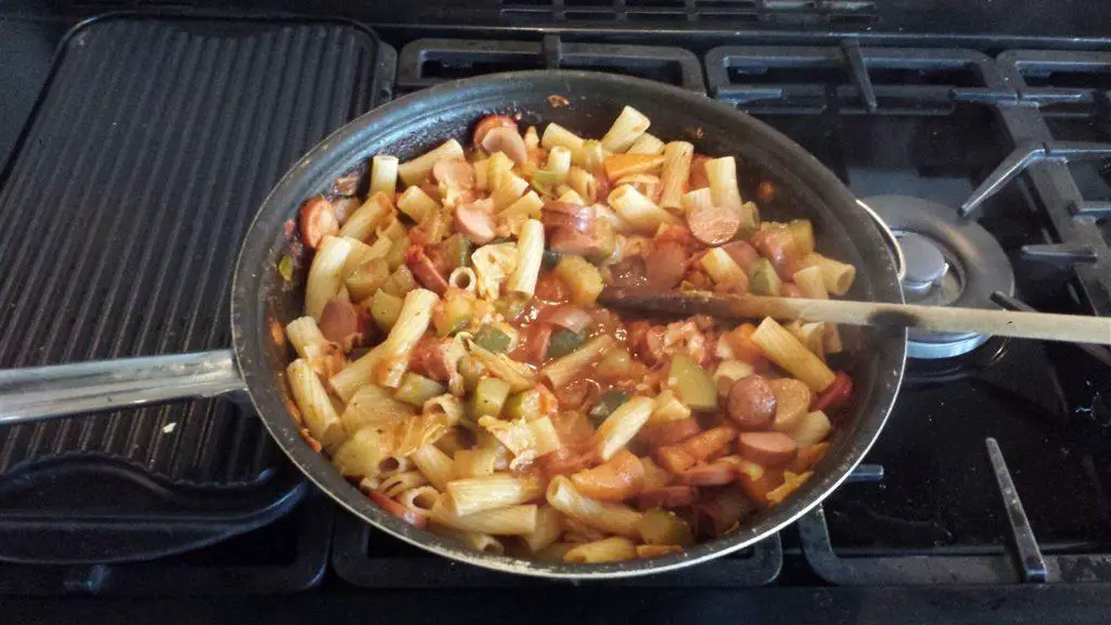 pasta in wok