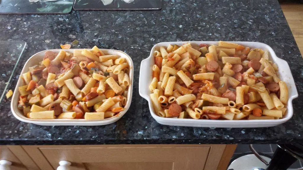 dishes filled with pasta